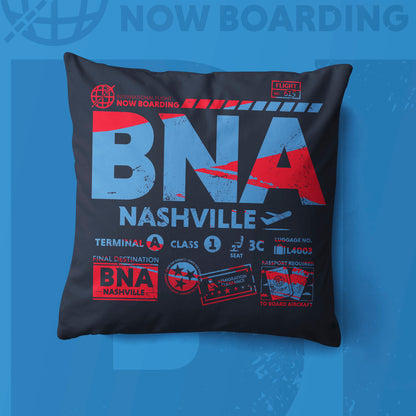 Nashville BNA Airport Code Premium Throw Pillow