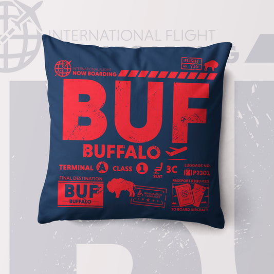 Buffalo BUF Airport Code Premium Throw Pillow