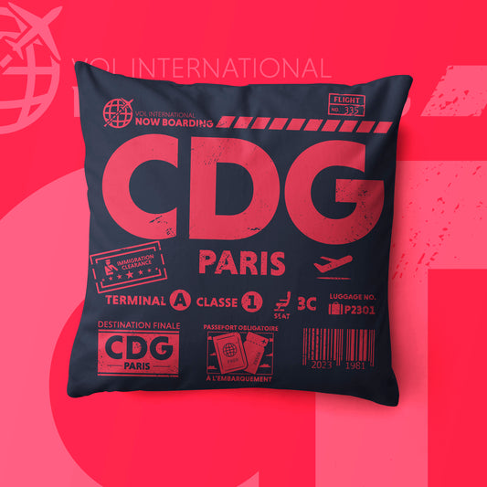 Paris CDG Airport Code Premium Throw Pillow