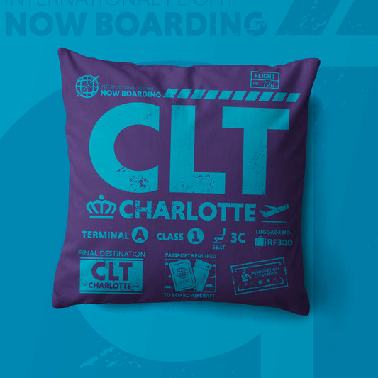 Charlotte CLT Airport Code Premium Throw Pillow