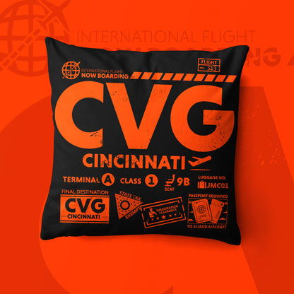 Cincinnati CVG Airport Code Premium Throw Pillow