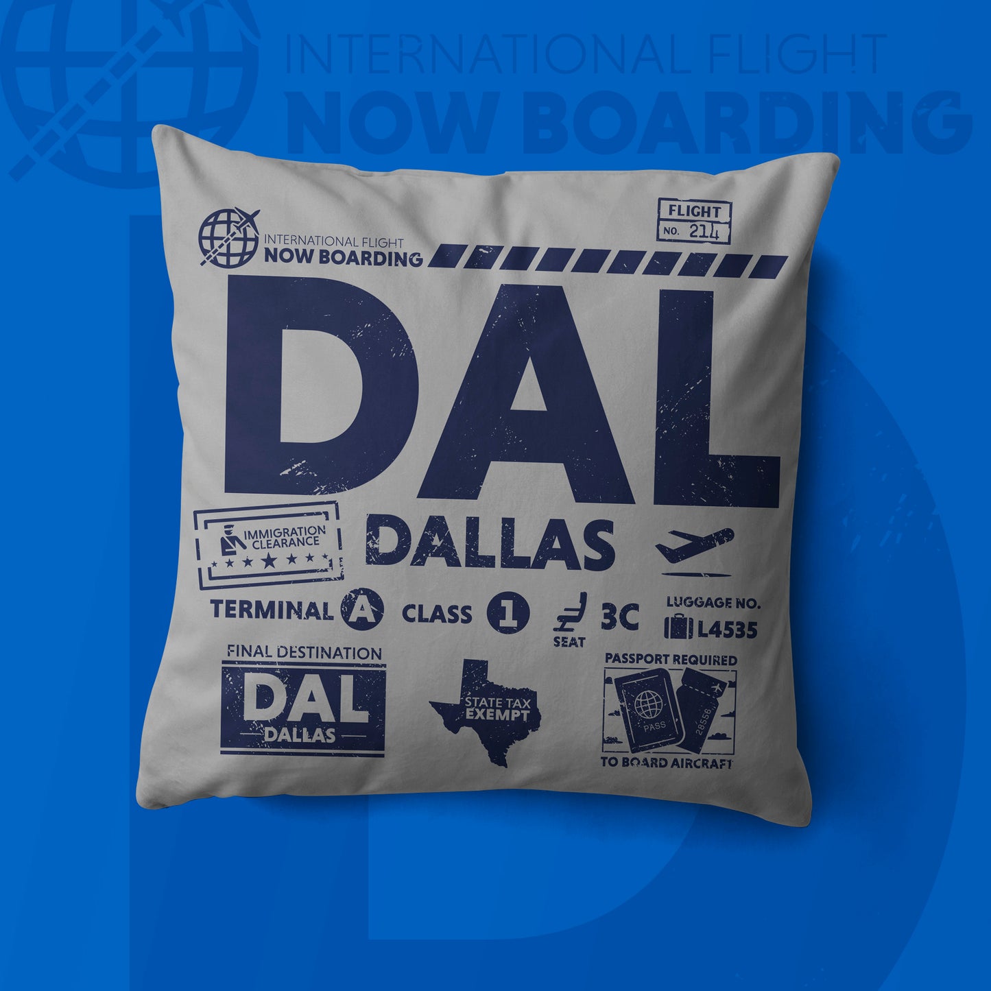 Dallas DAL Airport Code Premium Throw Pillow