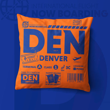 Denver DEN Airport Code Premium Throw Pillow