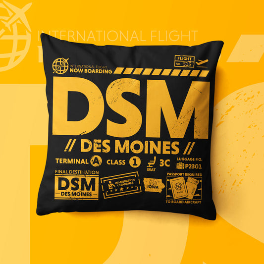 Des Moines DSM Airport Code Premium Throw Pillow