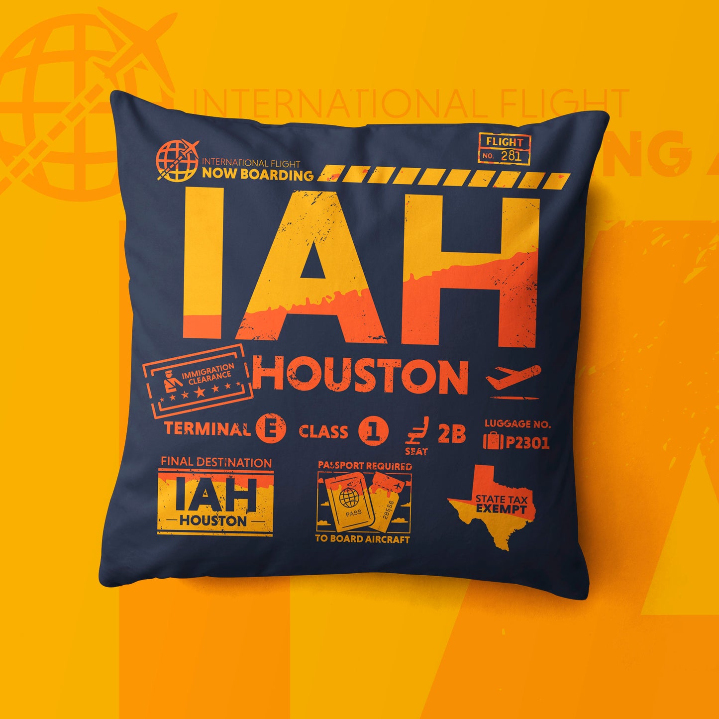 Houston IAH Airport Code Premium Throw Pillow