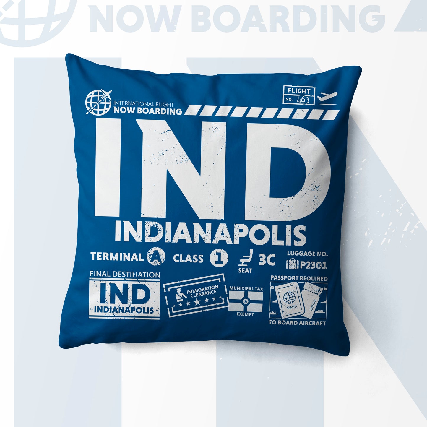 Indianapolis IND Airport Code Premium Throw Pillow