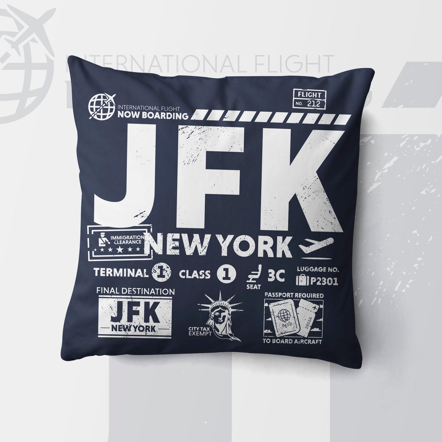 New York City JFK Airport Code Premium Throw Pillow