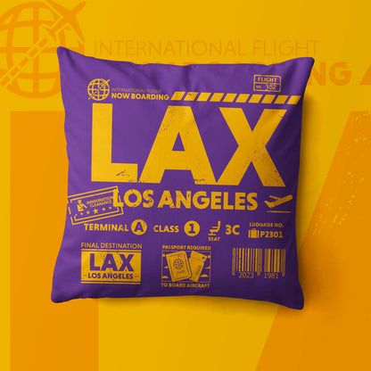 Los Angeles LAX Airport Code Premium Throw Pillow