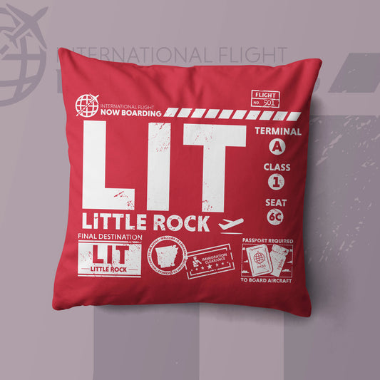 Little Rock LIT Airport Code Premium Throw Pillow