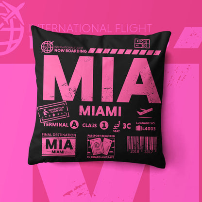 Miami MIA Airport Code Premium Throw Pillow