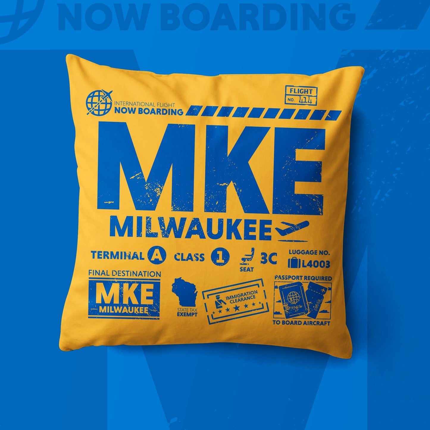 Milwaukee MKE Airport Code Premium Throw Pillow