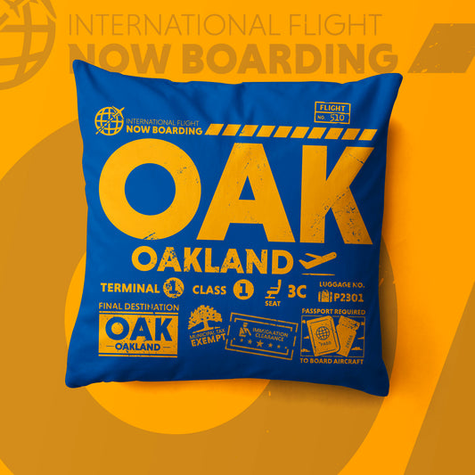 Oakland OAK Airport Code Premium Throw Pillow