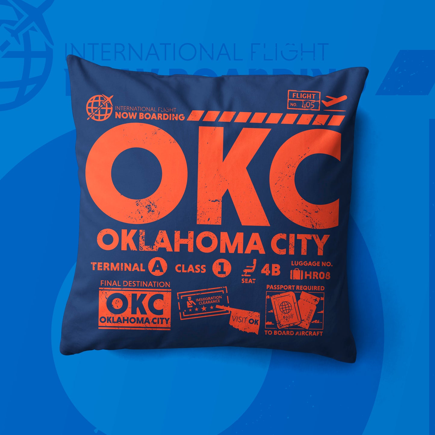 Oklahoma City OKC Airport Code Premium Throw Pillow