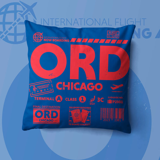 Chicago ORD Airport Code Premium Throw Pillow