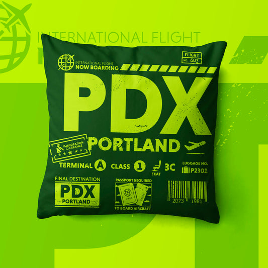 Portland PDX Airport Code Premium Throw Pillow