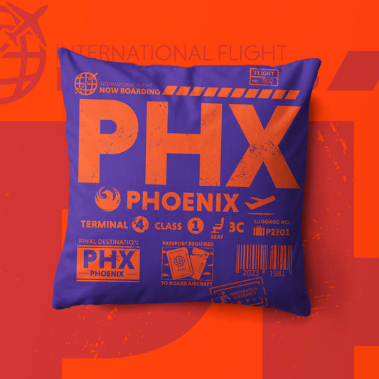 Phoenix PHX Airport Code Premium Throw Pillow