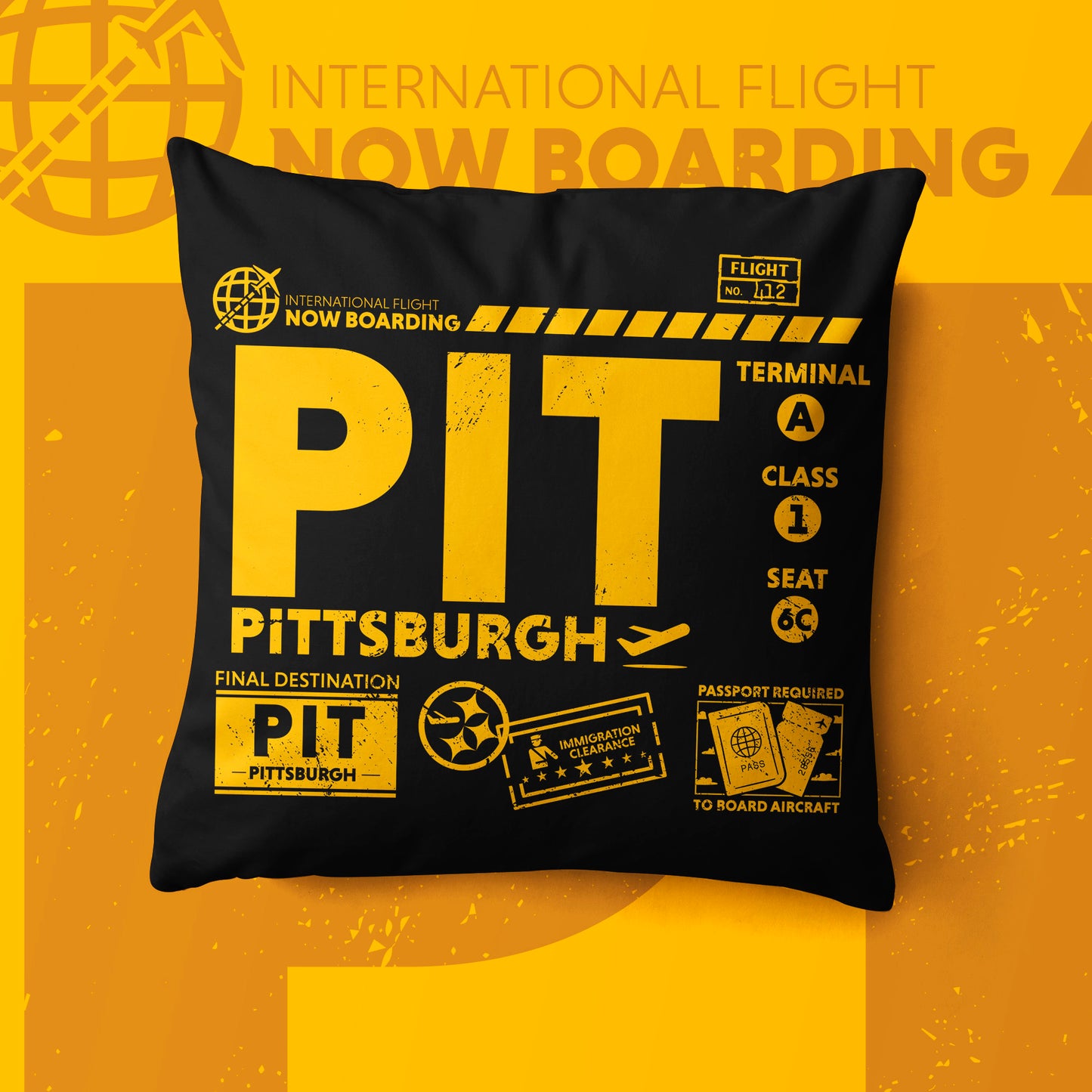 Pittsburgh PIT Airport Code Premium Throw Pillow