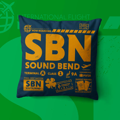 South Bend SBN Airport Code Premium Throw Pillow