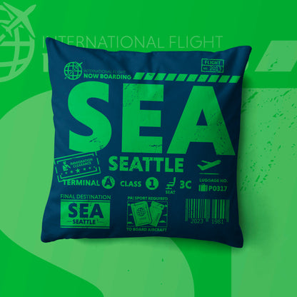 Seattle SEA Airport Code Premium Throw Pillow