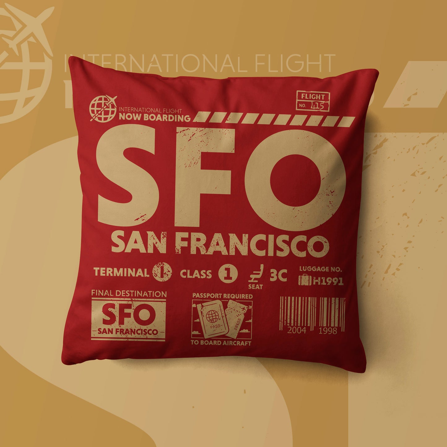 San Francisco SFO Airport Code Premium Throw Pillow