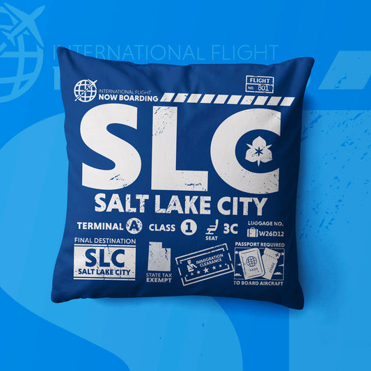 Salt Lake City SLC Airport Code Premium Throw Pillow