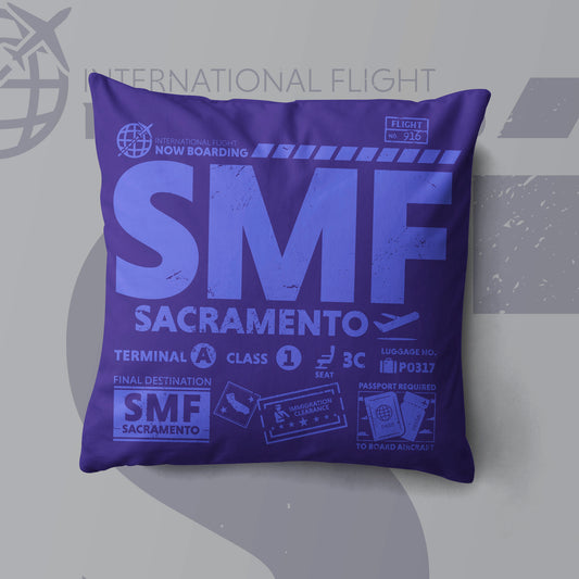 Sacramento SMF Airport Code Premium Throw Pillow