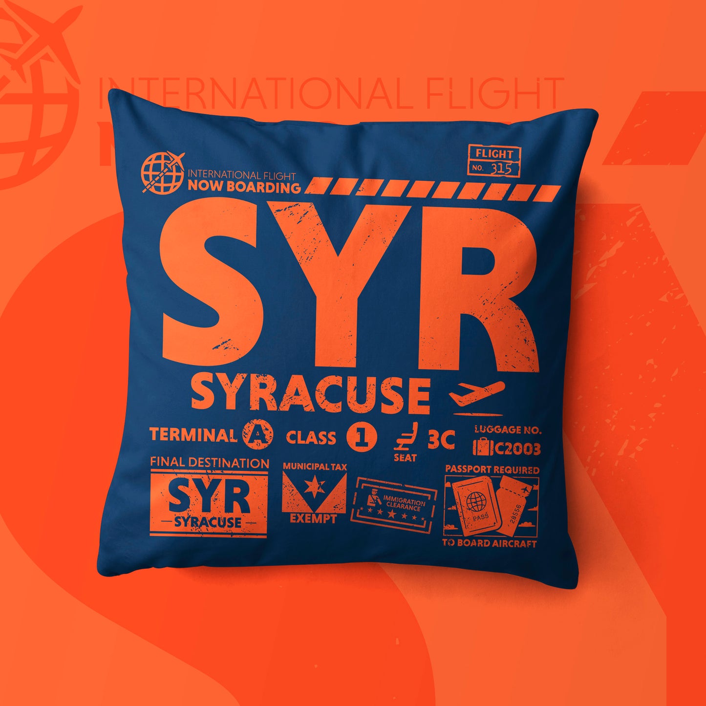 Syracuse SYR Airport Code Premium Throw Pillow