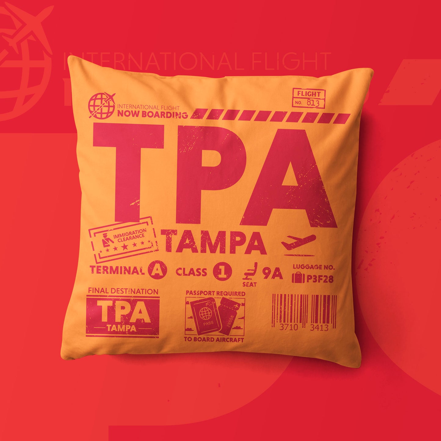 Tampa TPA Airport Code Premium Throw Pillow