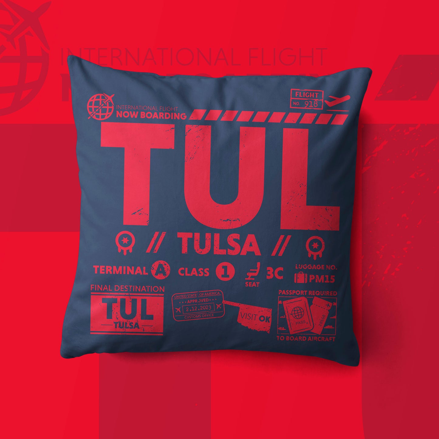 Tulsa TUL Airport Code Premium Throw Pillow