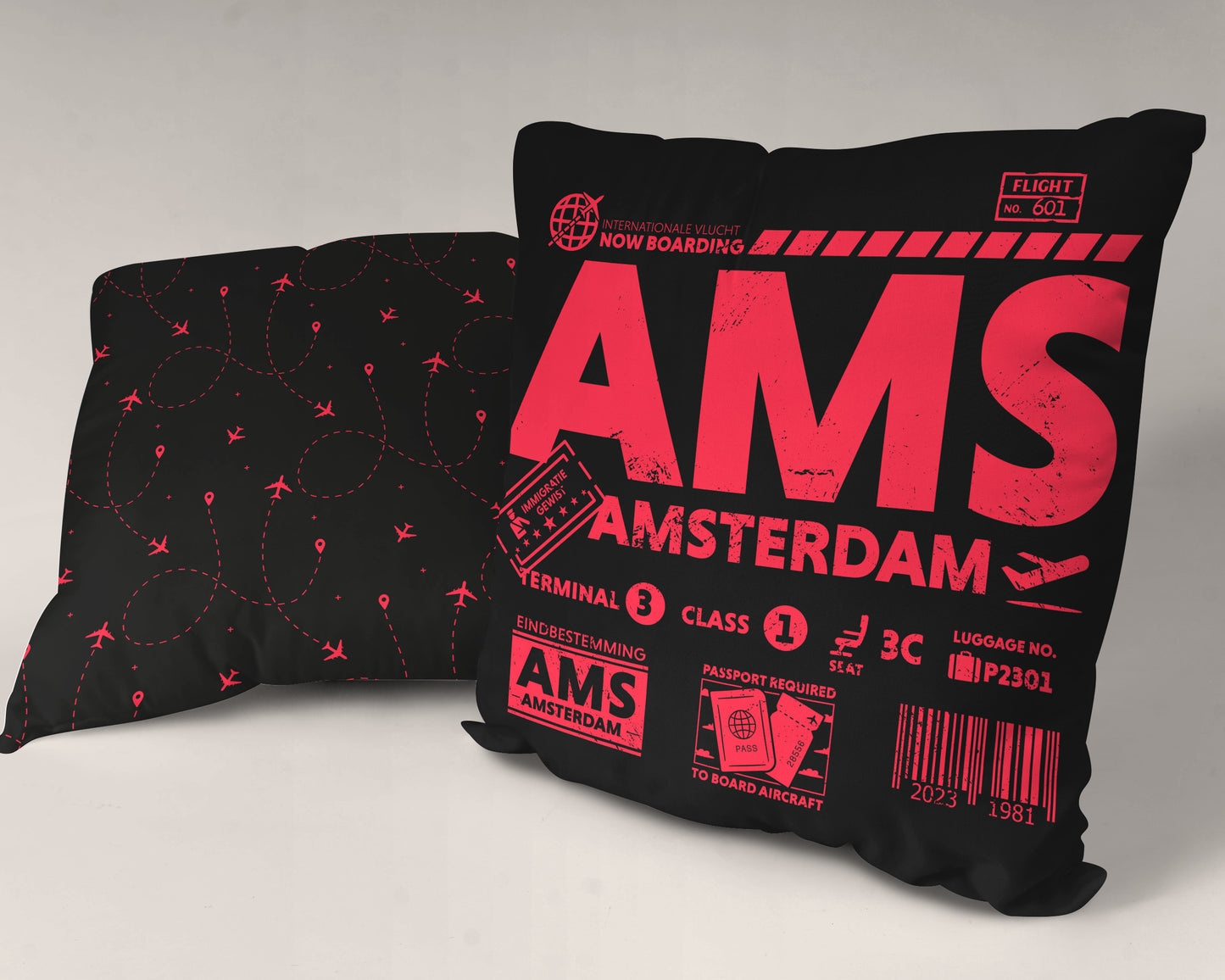 Amsterdam AMS Airport Code Premium Throw Pillow