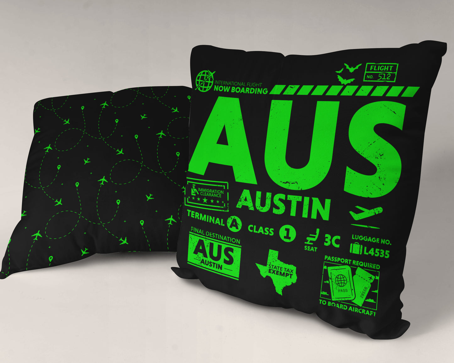 Austin AUS Airport Code Premium Throw Pillow