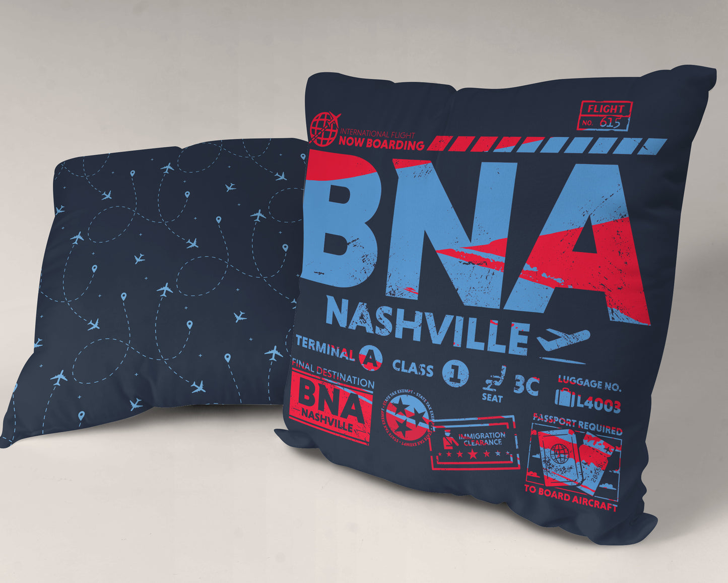 Nashville BNA Airport Code Premium Throw Pillow