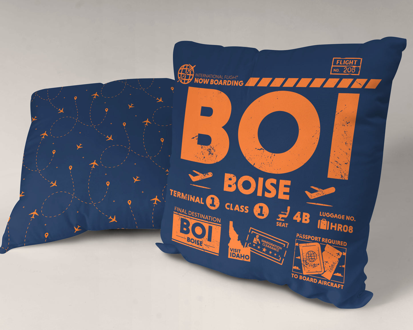 Boise BOI Airport Code Premium Throw Pillow