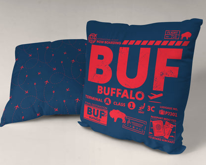 Buffalo BUF Airport Code Premium Throw Pillow