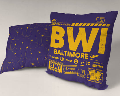 Baltimore BWI Airport Code Premium Throw Pillow