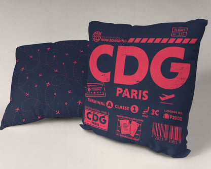 Paris CDG Airport Code Premium Throw Pillow