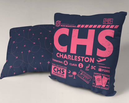 Charleston CHS Airport Code Premium Throw Pillow