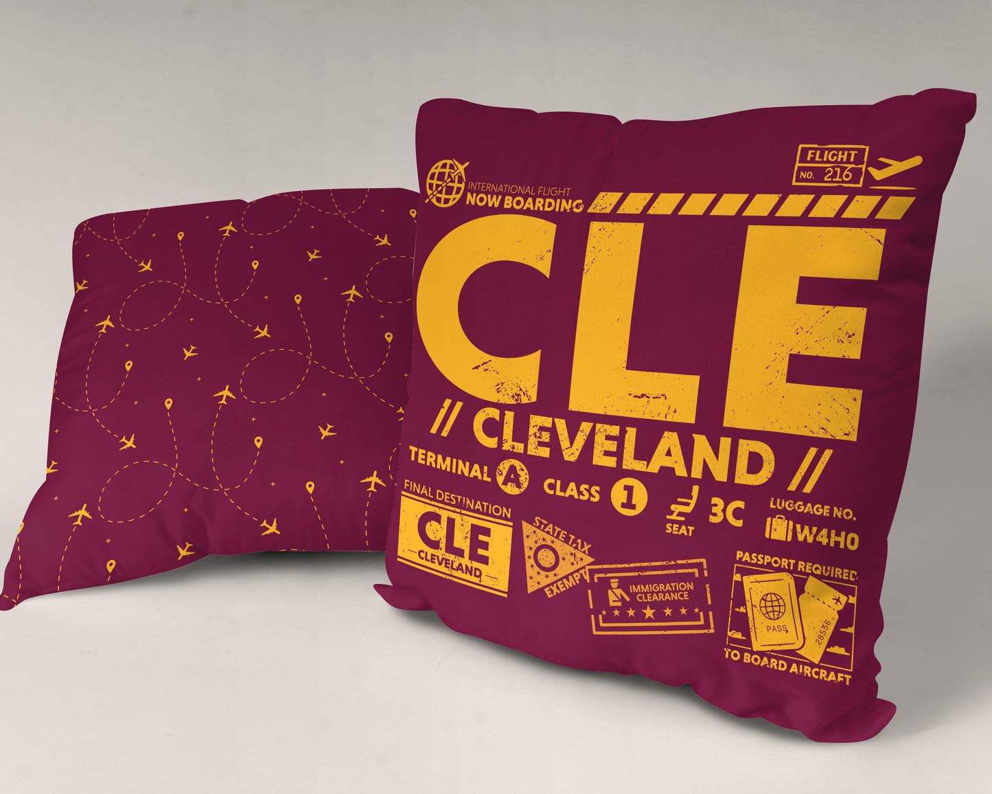 Cleveland CLE Airport Code Premium Throw Pillow