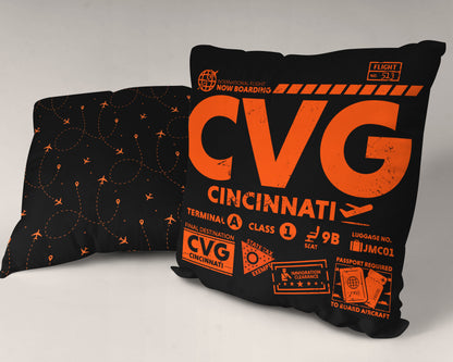 Cincinnati CVG Airport Code Premium Throw Pillow