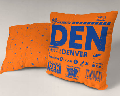 Denver DEN Airport Code Premium Throw Pillow