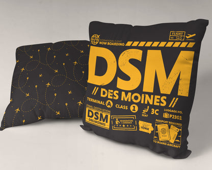 Des Moines DSM Airport Code Premium Throw Pillow