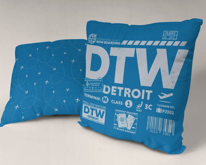 Detroit DTW Airport Code Premium Throw Pillow