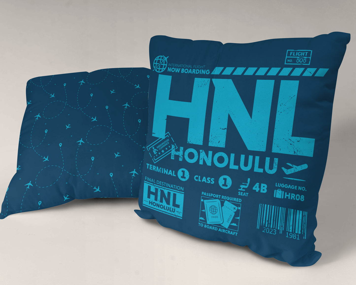 Honolulu HNL Airport Code Premium Throw Pillow