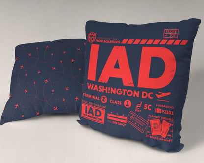 Washington DC IAD Airport Code Premium Throw Pillow