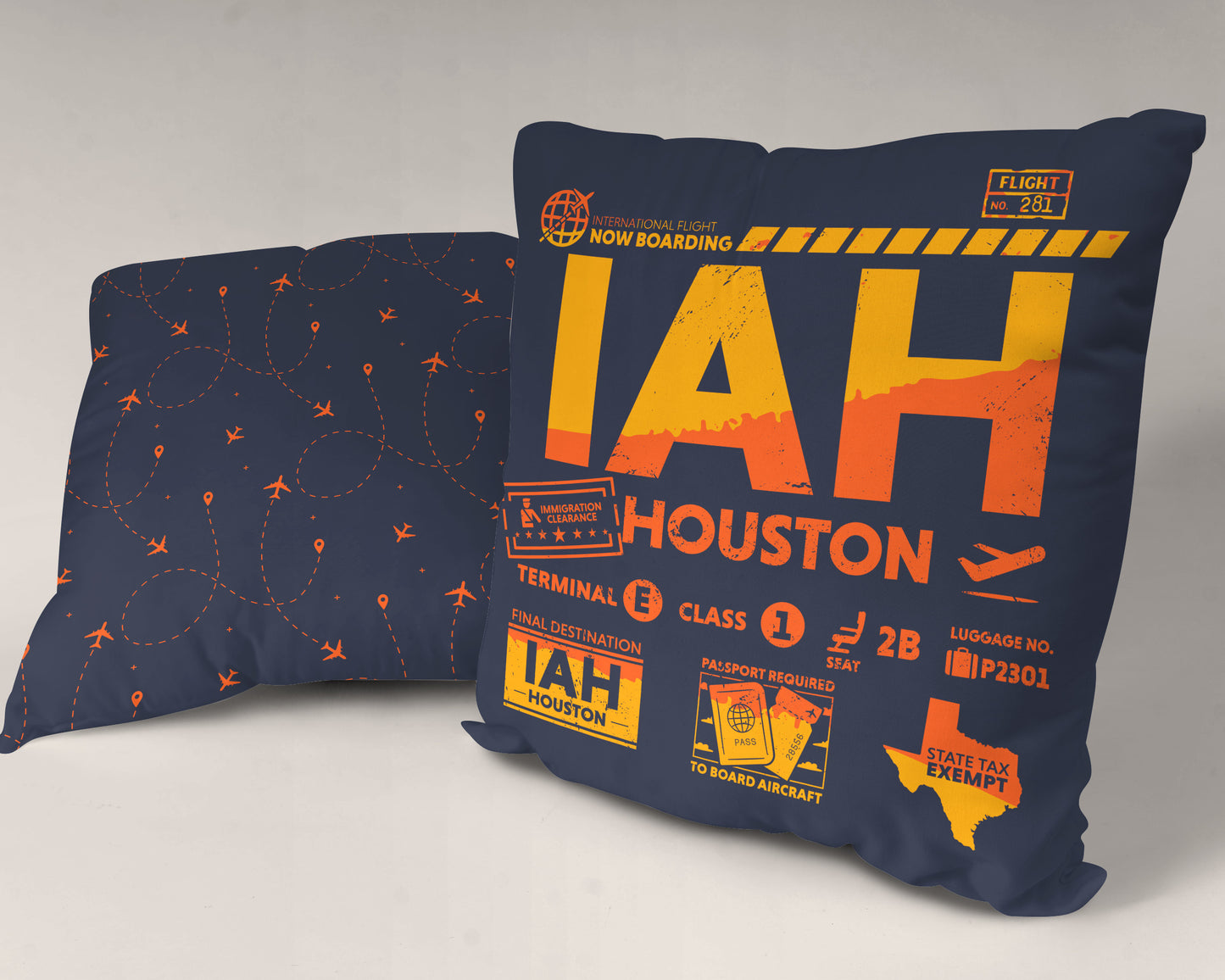 Houston IAH Airport Code Premium Throw Pillow