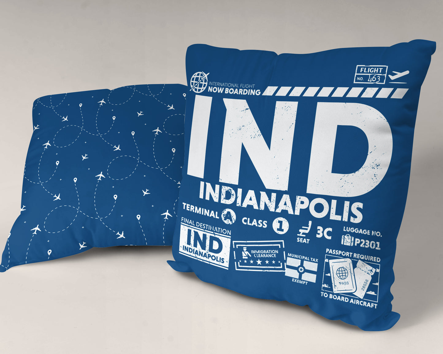 Indianapolis IND Airport Code Premium Throw Pillow