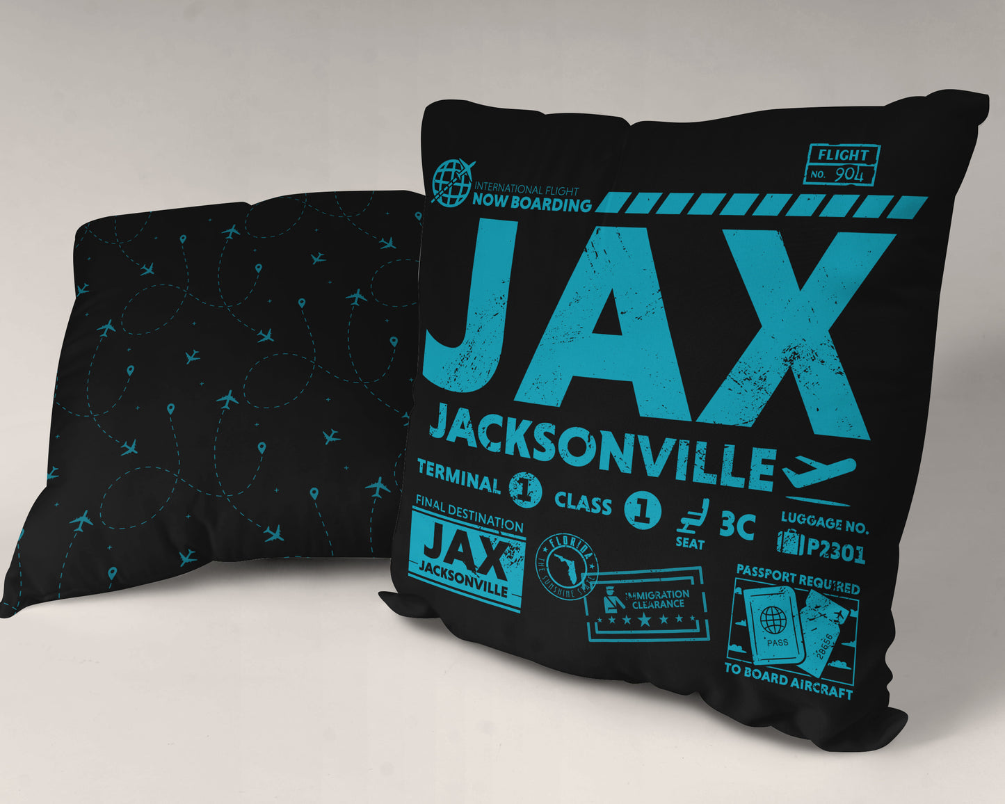 Jacksonville JAX Airport Code Premium Throw Pillow