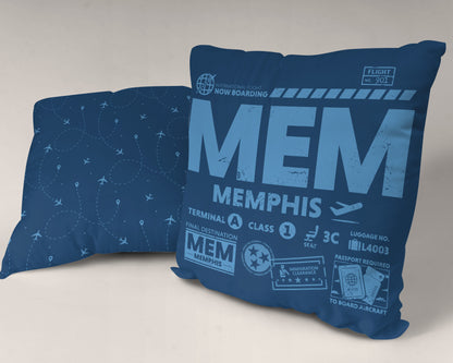 Memphis MEM Airport Code Premium Throw Pillow