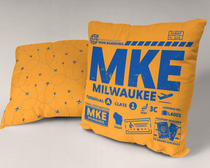 Milwaukee MKE Airport Code Premium Throw Pillow