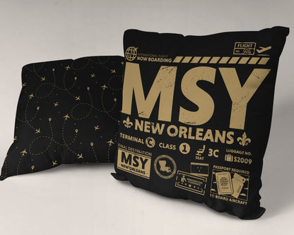 New Orleans MSY Airport Code Premium Throw Pillow